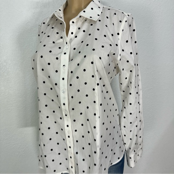 Talbots no iron polka dot button down blouse long sleeve shirt worms. Size 12 - Picture 8 of 16